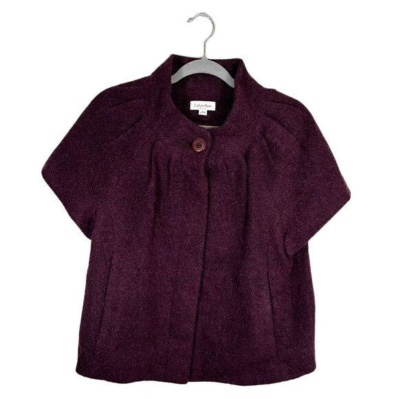 Vintage Calvin Klein Exclusive Wool Purple Jacket Blazer Cropped Size S - Picture 1 of 7